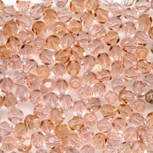 f6 lp *** 50 perles a facettes verre de bohême 6mm light peach