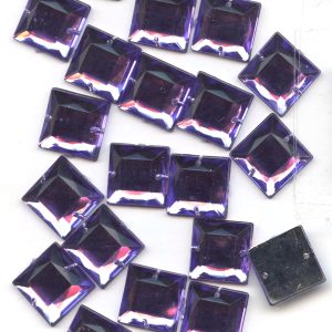 PC44 *** 30 piedras acrílicas facetadas para coser cuadradas de 14 mm VIOLETA
