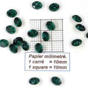 4130 10X8 E - Piedra de cristal Swarovski ovalada con fondo cónico 10X8MM ESMERALDA