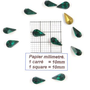 4300 13X7,8 E * Piedra de cristal Swarovski gota-pera con base cónica 13X7,8MM ESMERALDA