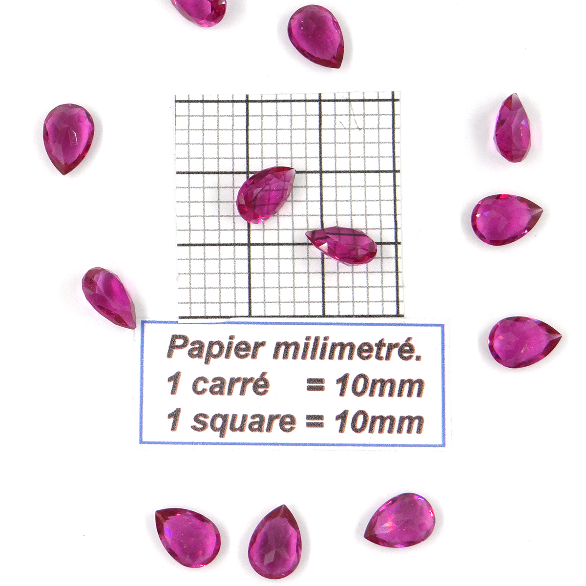 4320 10X7 F (u) * 12 Pierres cristal Swarovski goutte-poire fond conique 10X7 FUCHSIA unfoiled (translucide)