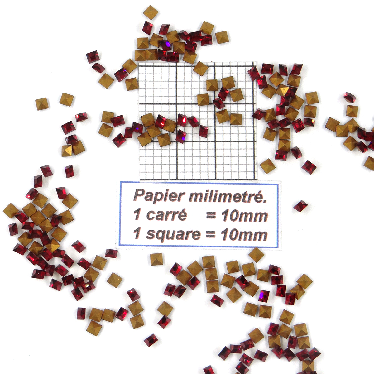 4400 3 RU * 24/48/72 Swarovski crystal square stone with conical base 3MM RUBY