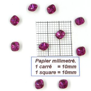 4470 8 F *  12/24/48 Pierre cristal Swarovski fond conique carré-octogone 8mm FUCHSIA